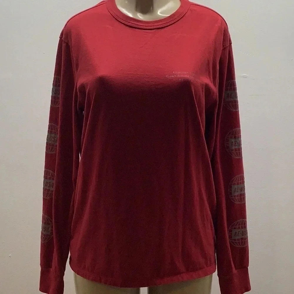 American Eagle Red Long Sleeve Tee Size Medium Preloved